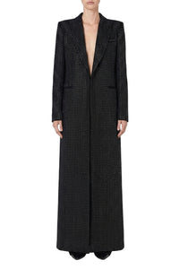 Manteau à micro-strass en laine mélangée - Nero