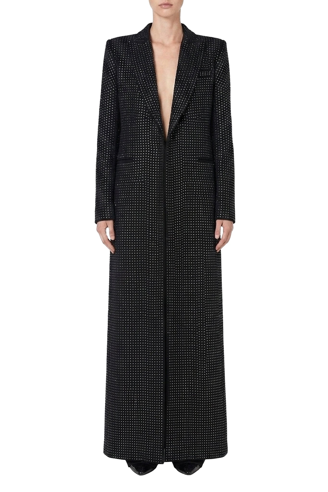 Manteau à micro-strass en laine mélangée - Nero
