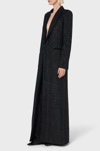 Manteau à micro-strass en laine mélangée - Nero