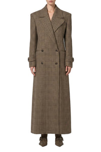 Manteau croisé esprit tailleur en laine - Brown
