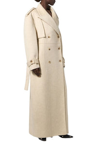 Manteau long croisé en laine - Light Brown