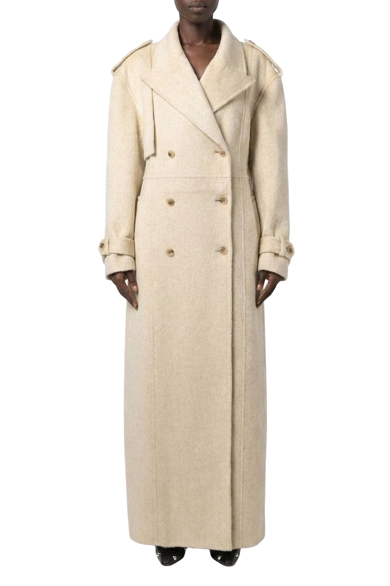 Manteau long croisé en laine - Light Brown