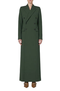 Manteau droit à col tailleur en laine - Green