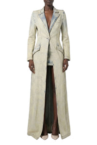 Manteau long à strass en denim - Beige