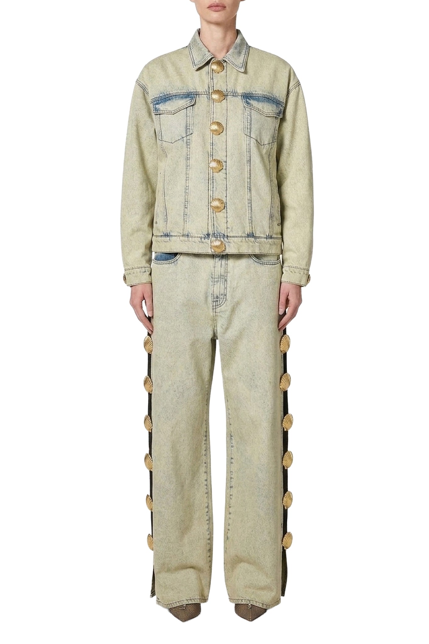 Veste à boutons coquillage - Beige
