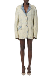 Blazer oversize à strass en denim - Beige