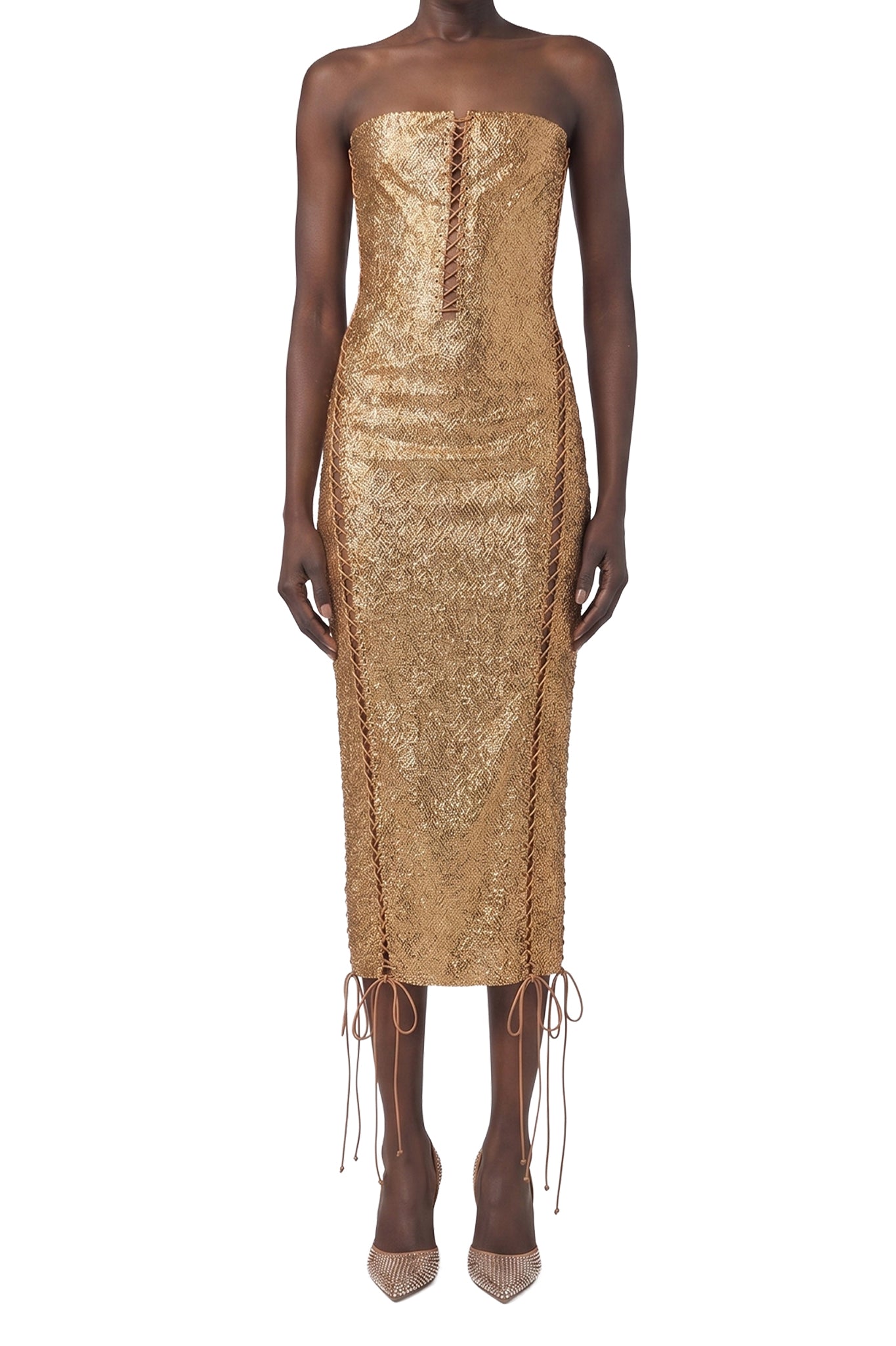 RECOLO CAMEL /// Robe midi à strass - Camel