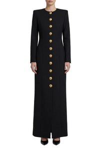 Robe longue boutonnée en laine - Black