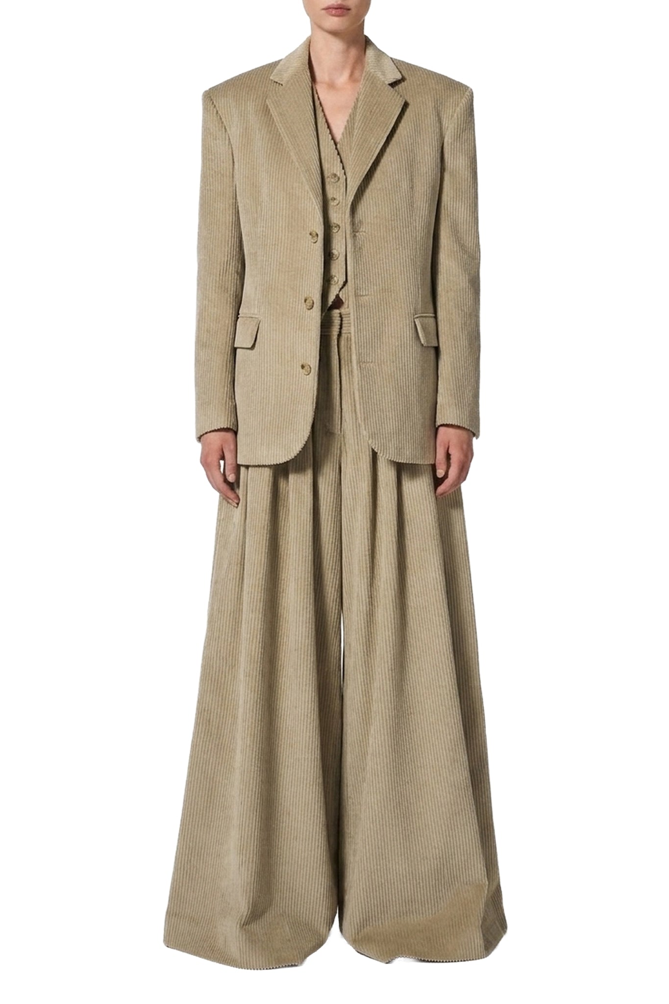 Blazer structuré côtelé - Beige