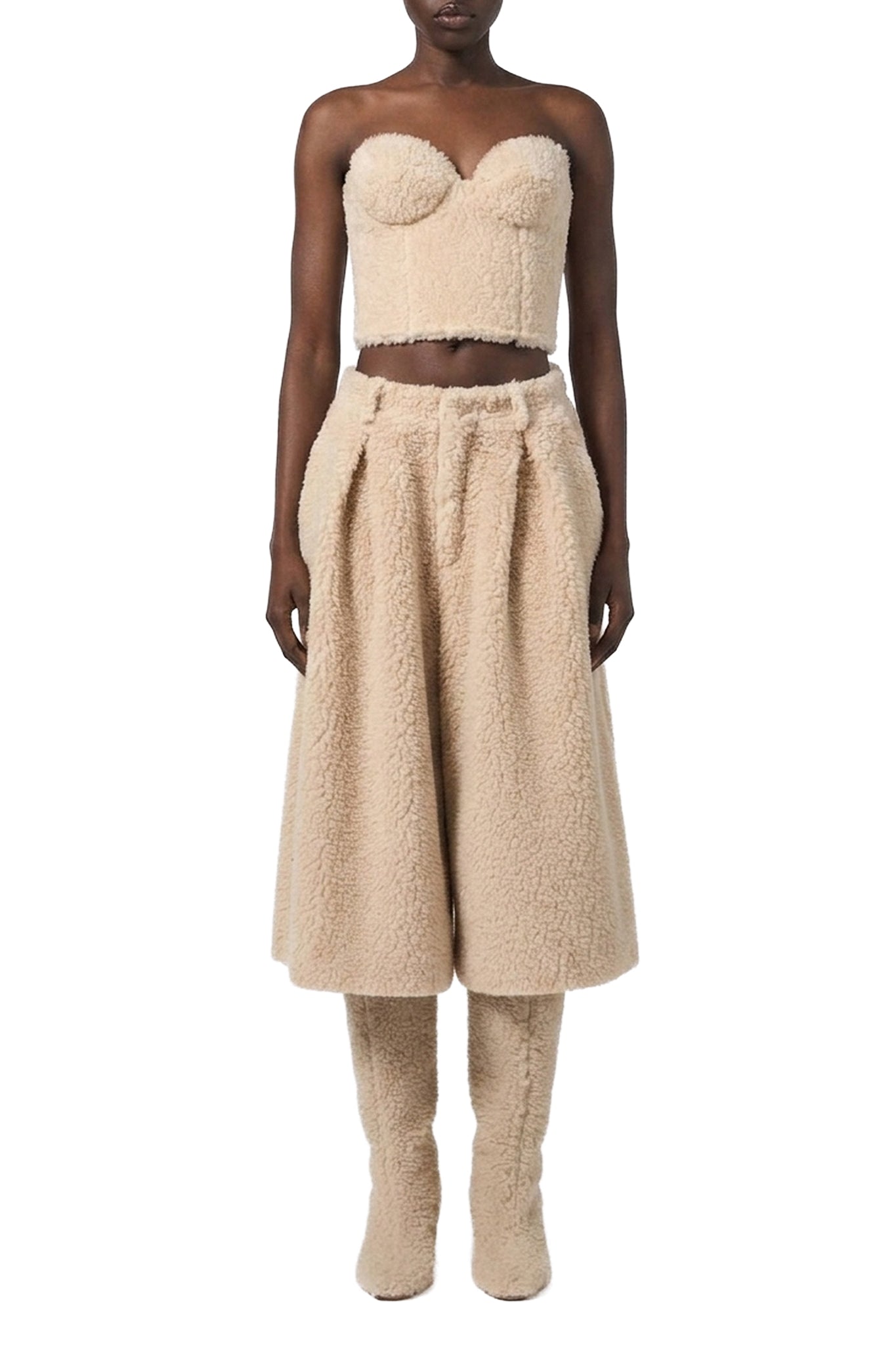 Bermuda texturée en laine - Milk