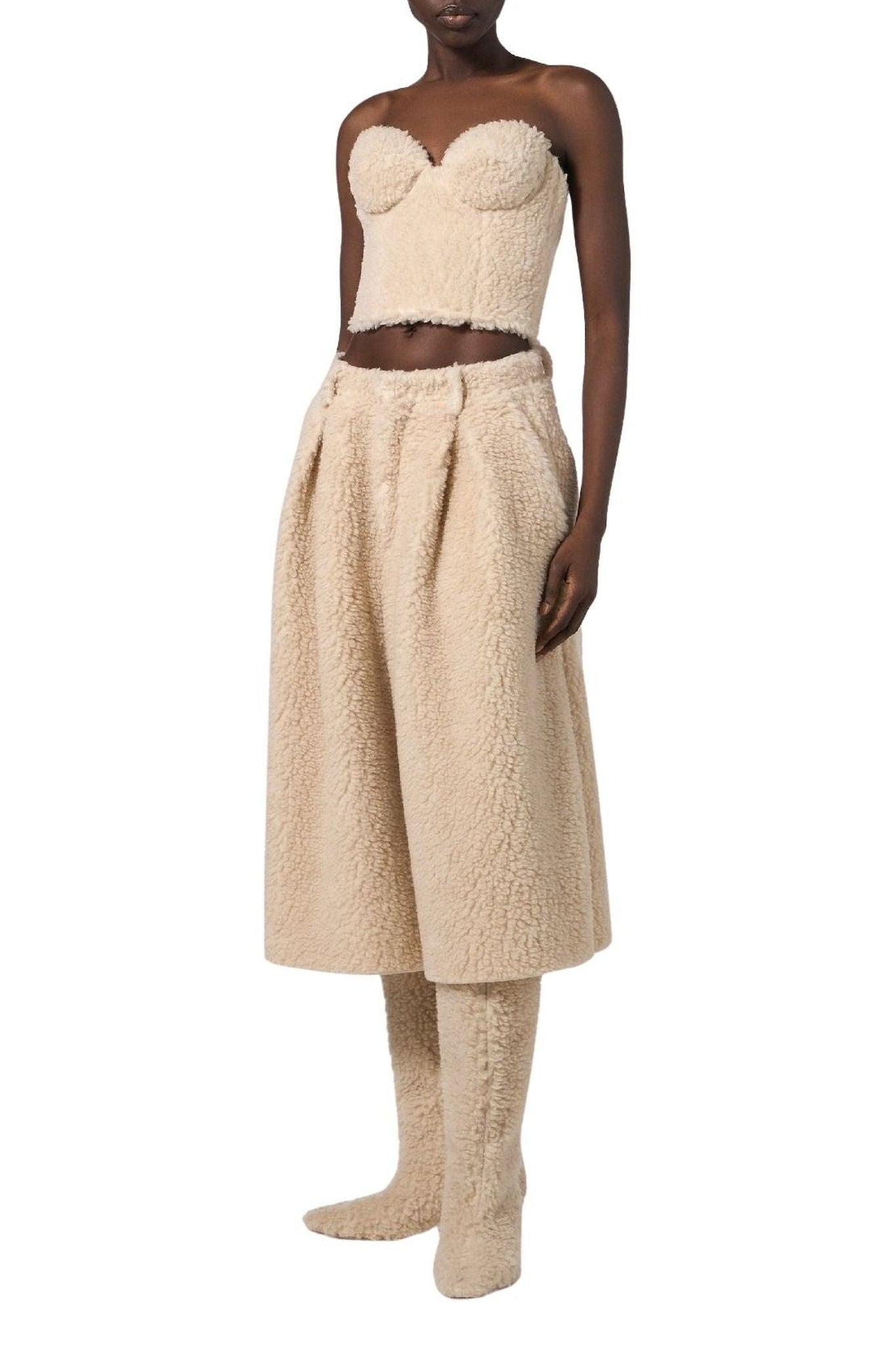 Bermuda texturée en laine - Milk