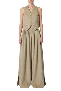 Pantalon large en velours côtelé - Beige