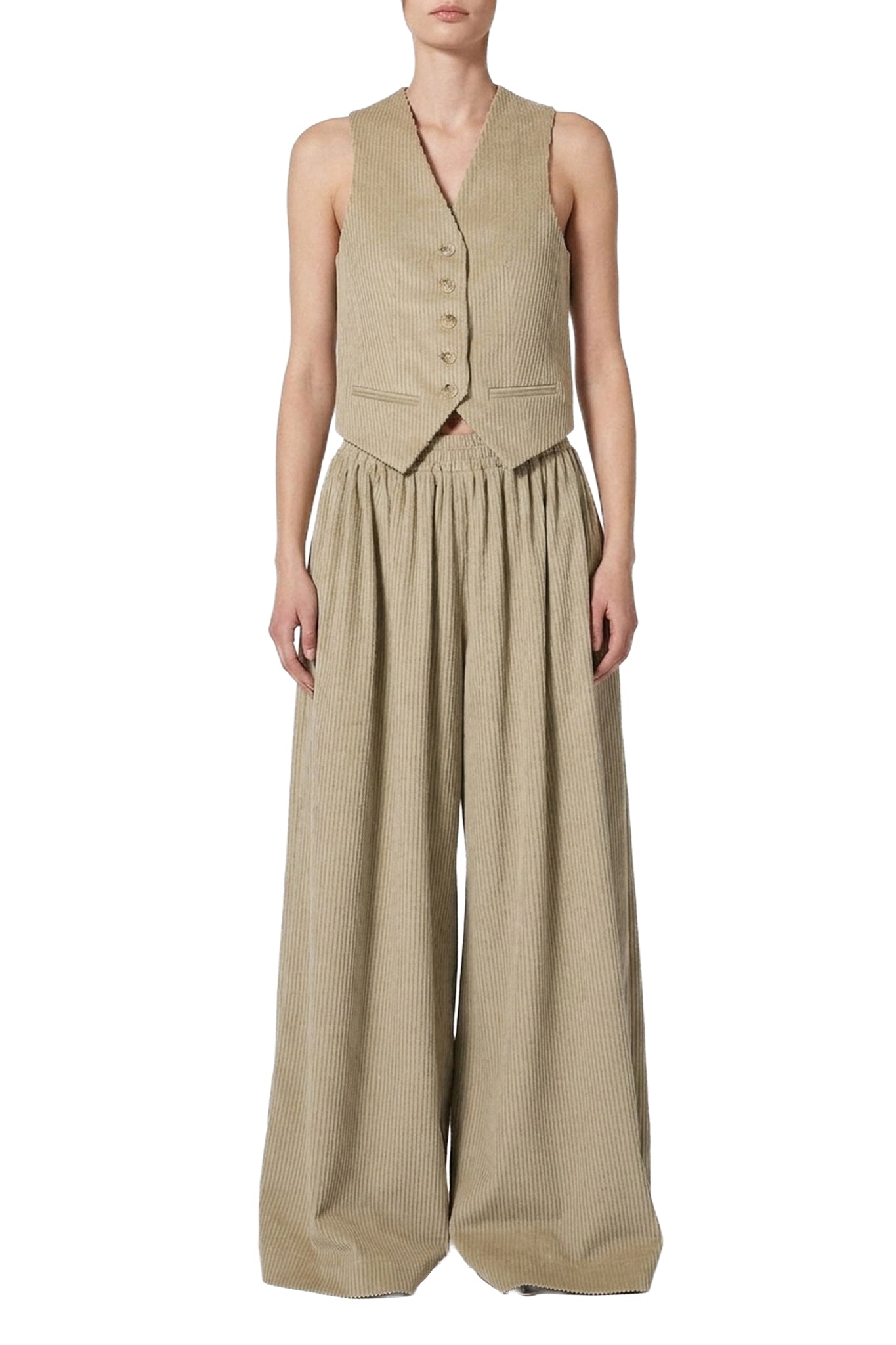 Gilet en velours côtelé - Beige