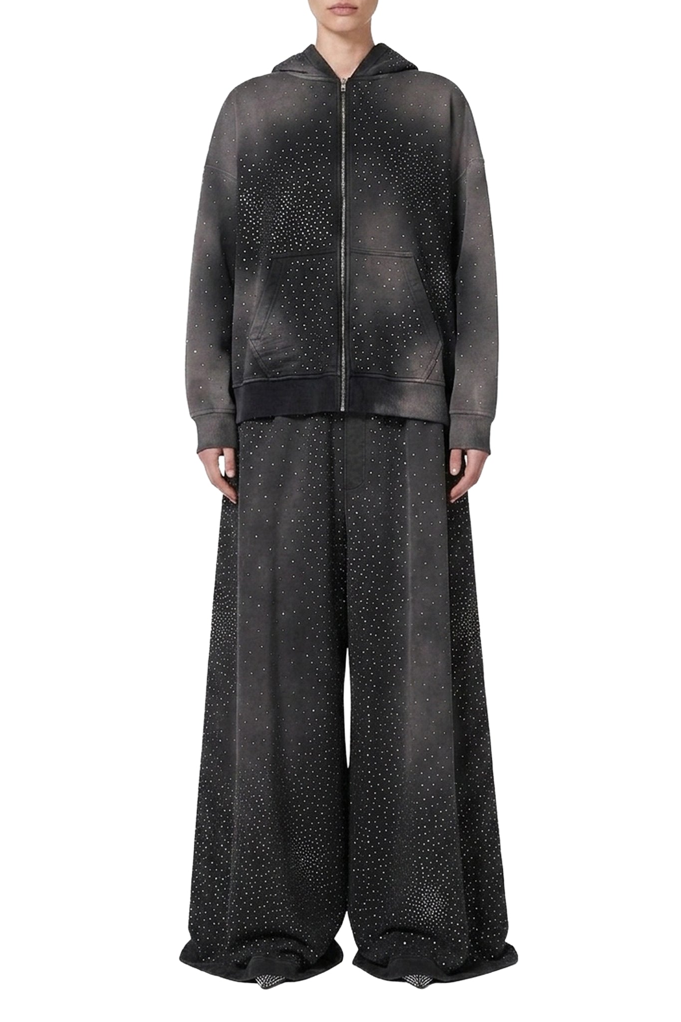 Sweatshirt avec capuche à strass - Black