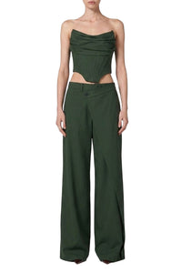 Bustier plissé en laine - Green