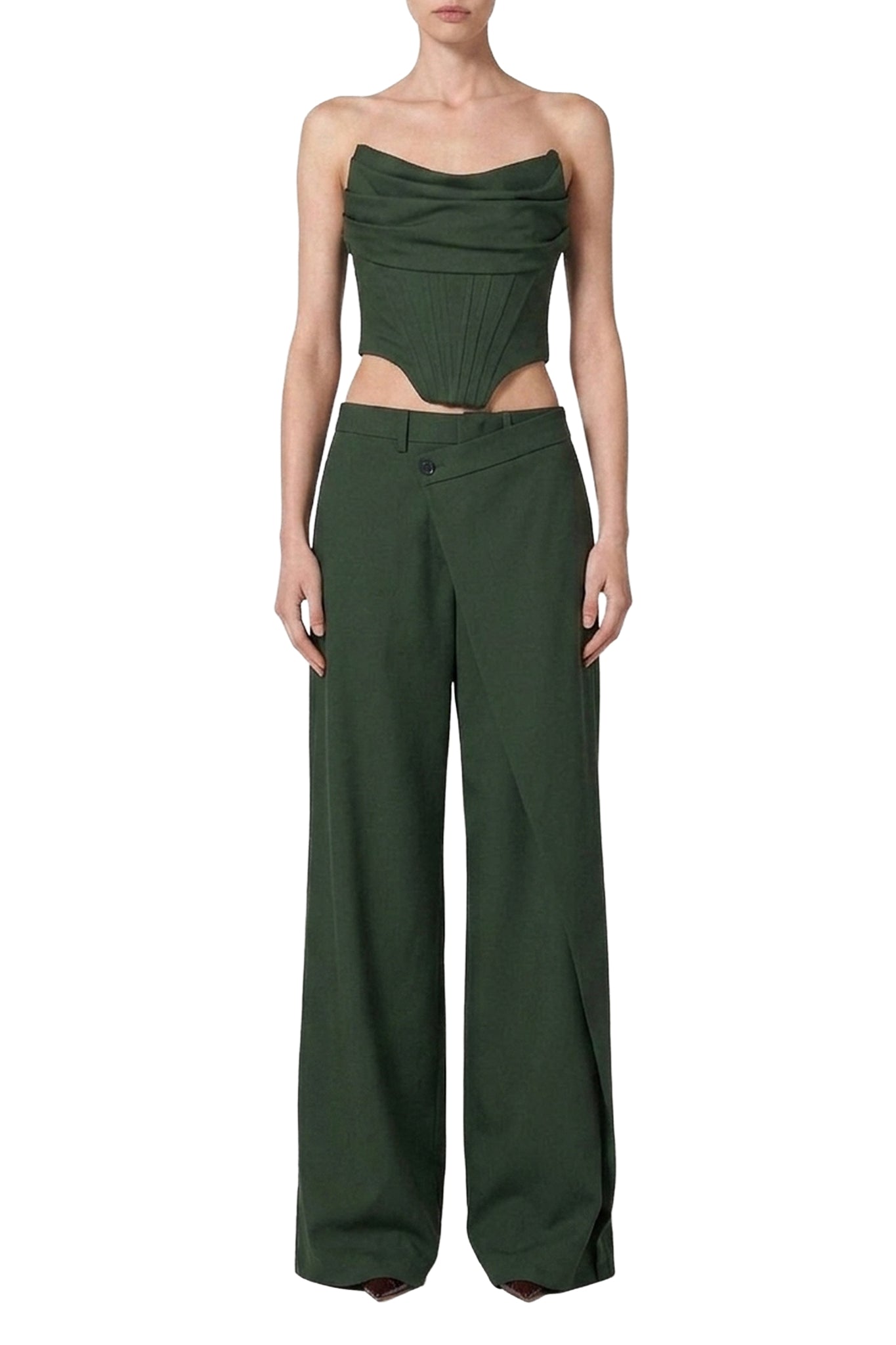 Bustier plissé en laine - Green