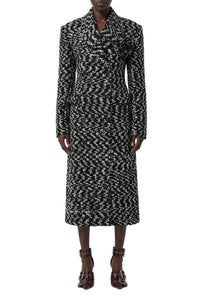 Manteau long texturé à motif graphique en laine - Black & White
