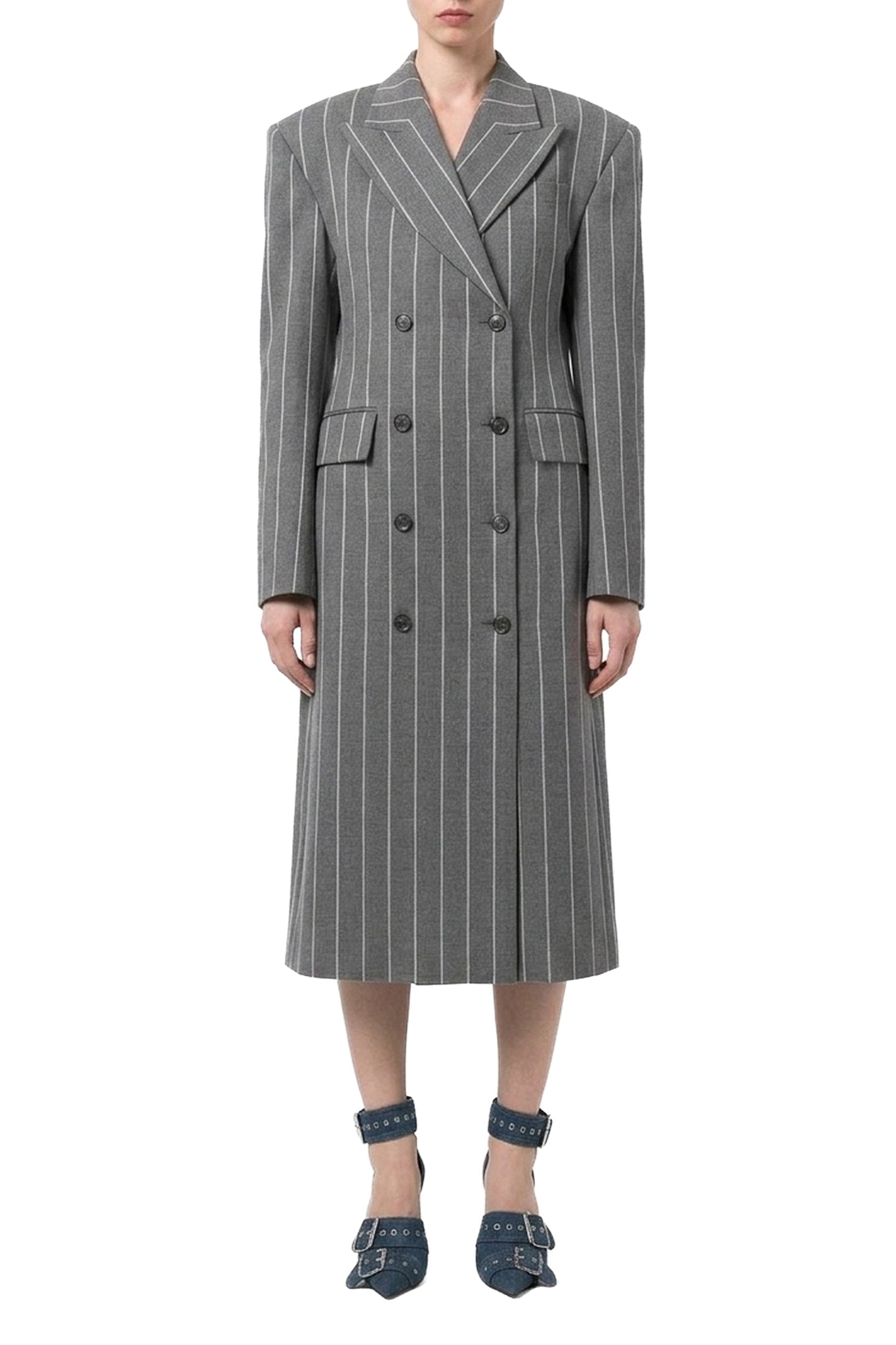 Manteau long rayé façon tailleur - Grey & Milk