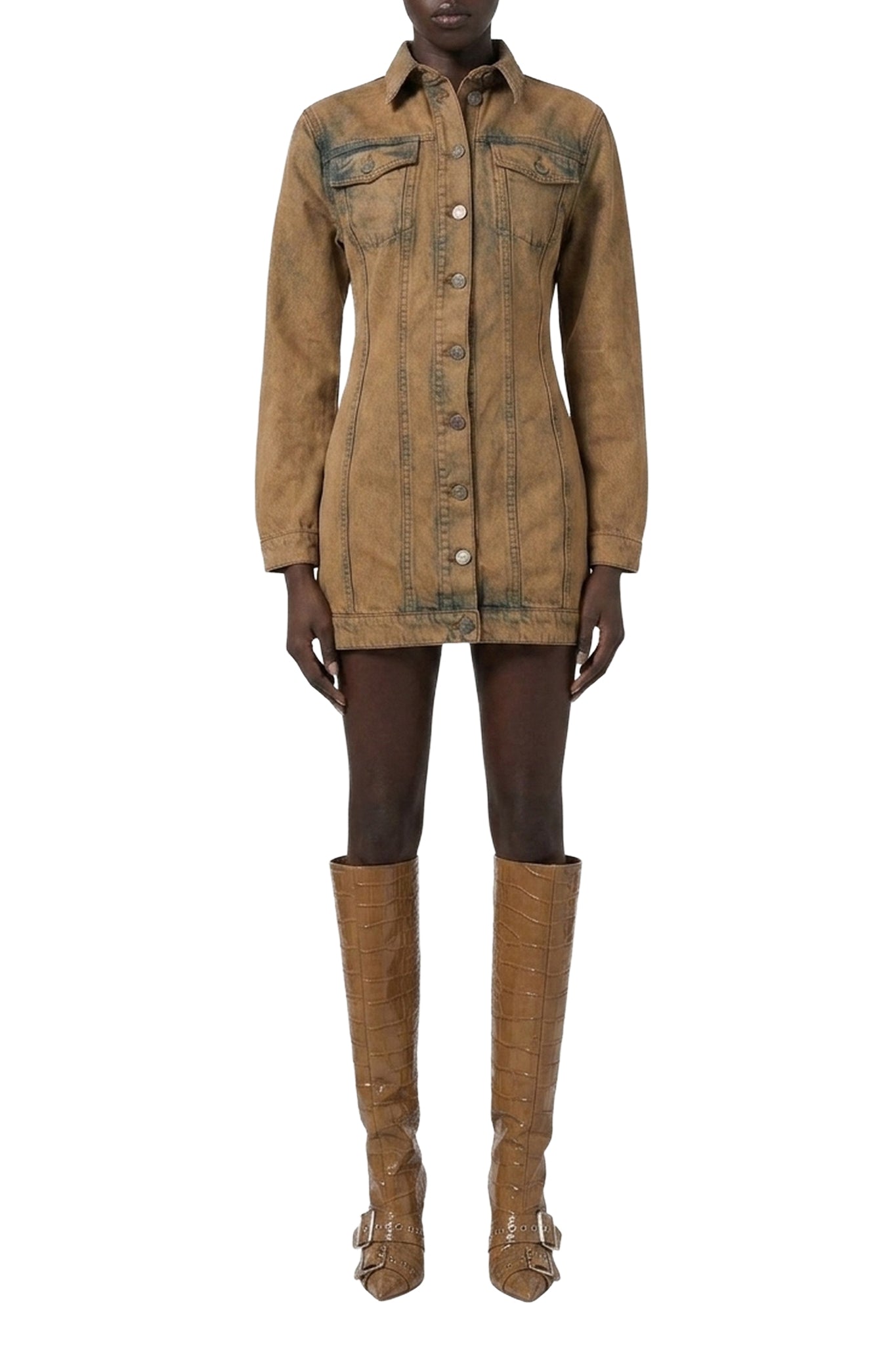 Robe veste en denim - Beige