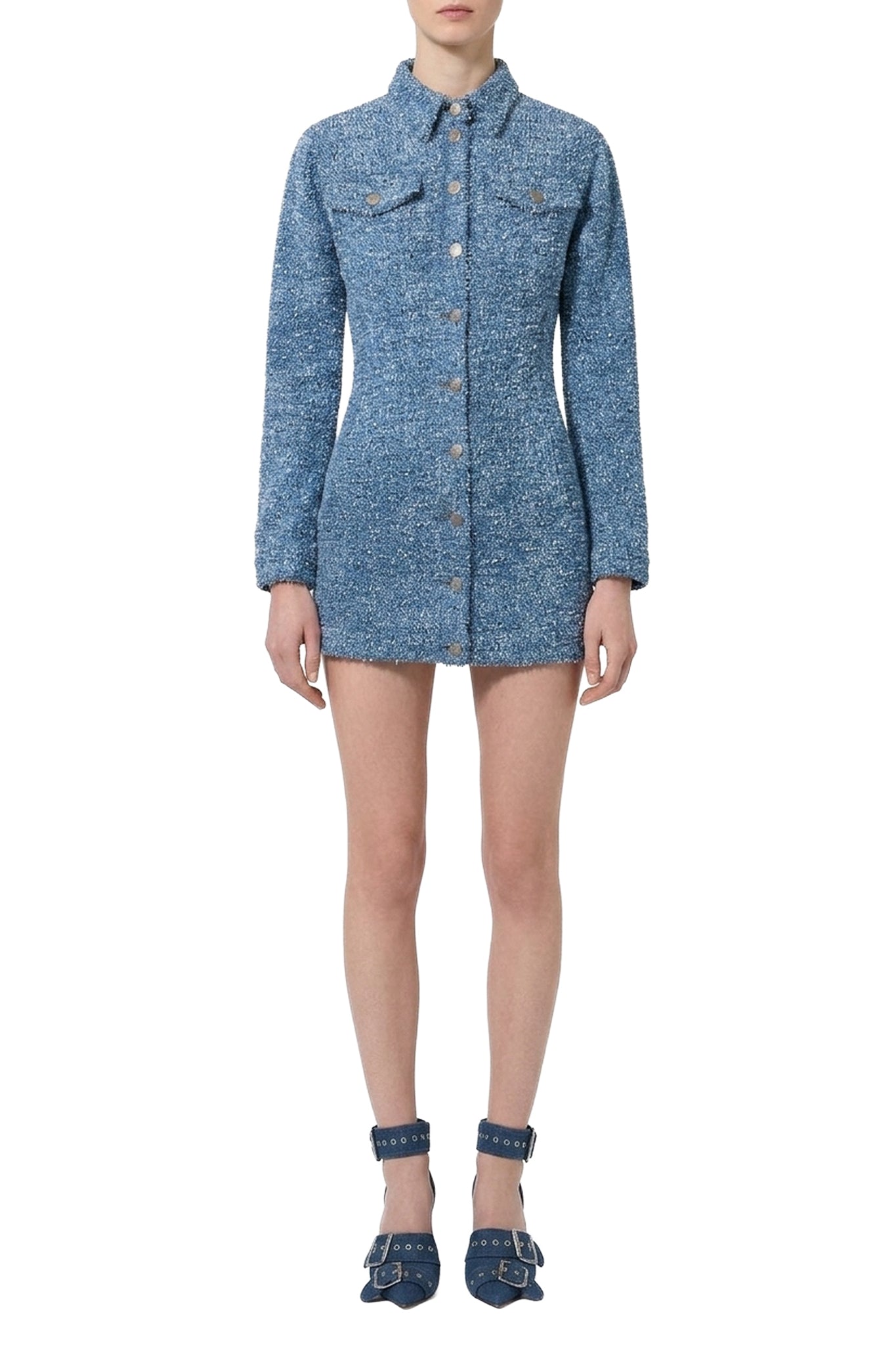 Robe chemise courte texturée - Sky Blue