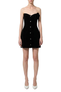 Robe courte bustier effet velours - Black
