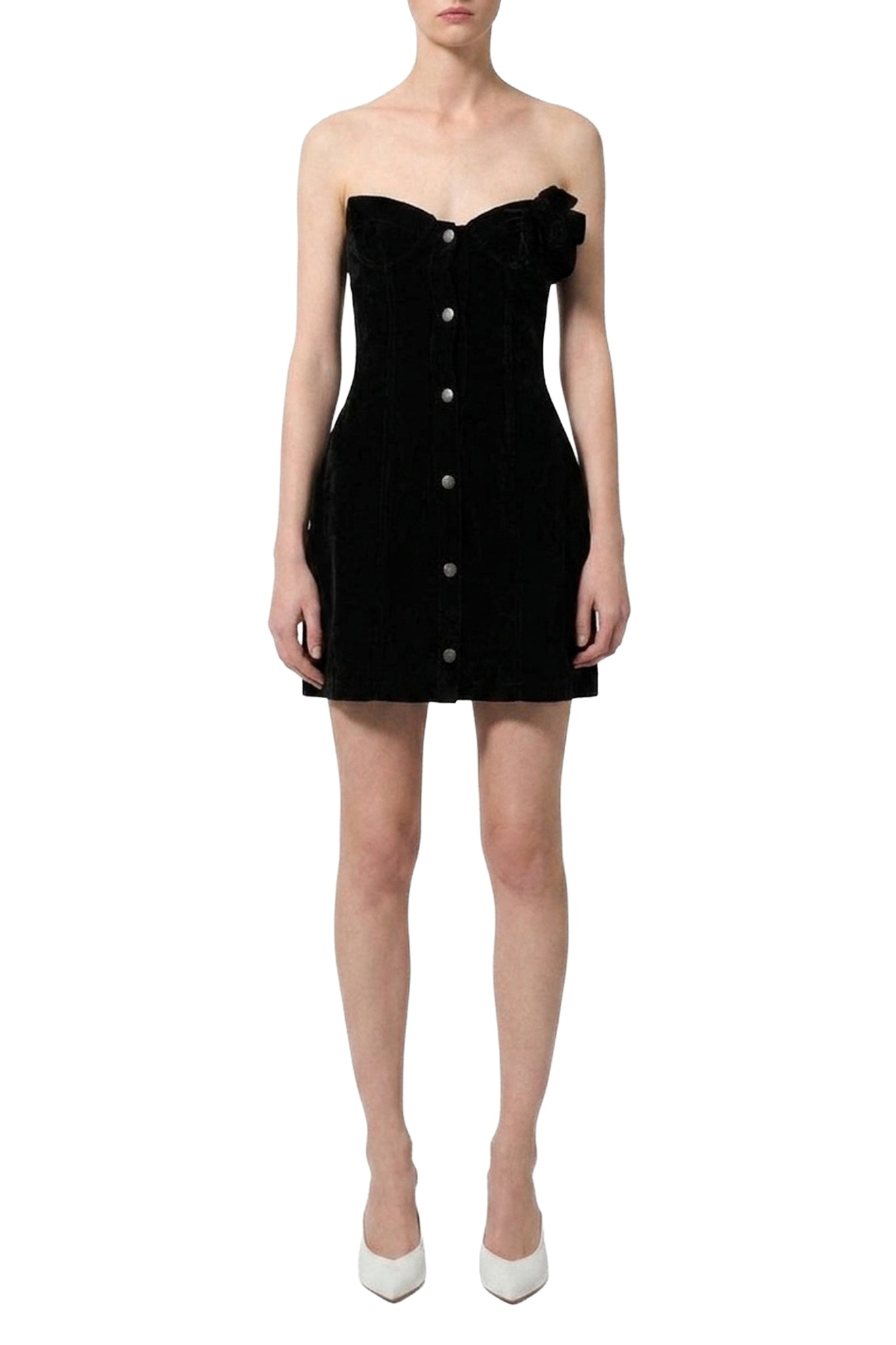 Robe courte bustier effet velours - Black