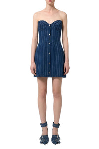 Robe courte bustier à rayures - Blue