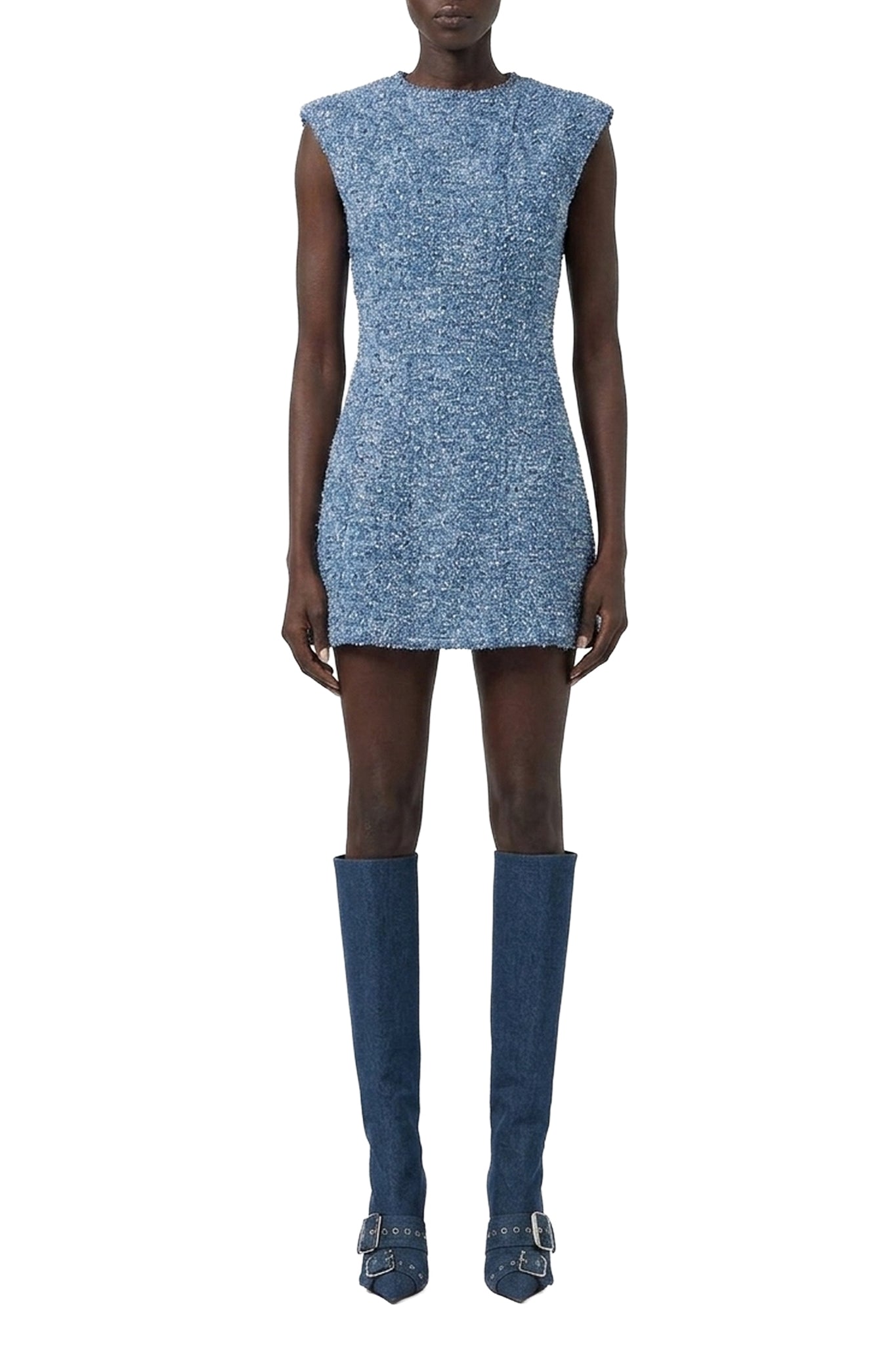 Robe courte texturée sans manches - Sky Blue