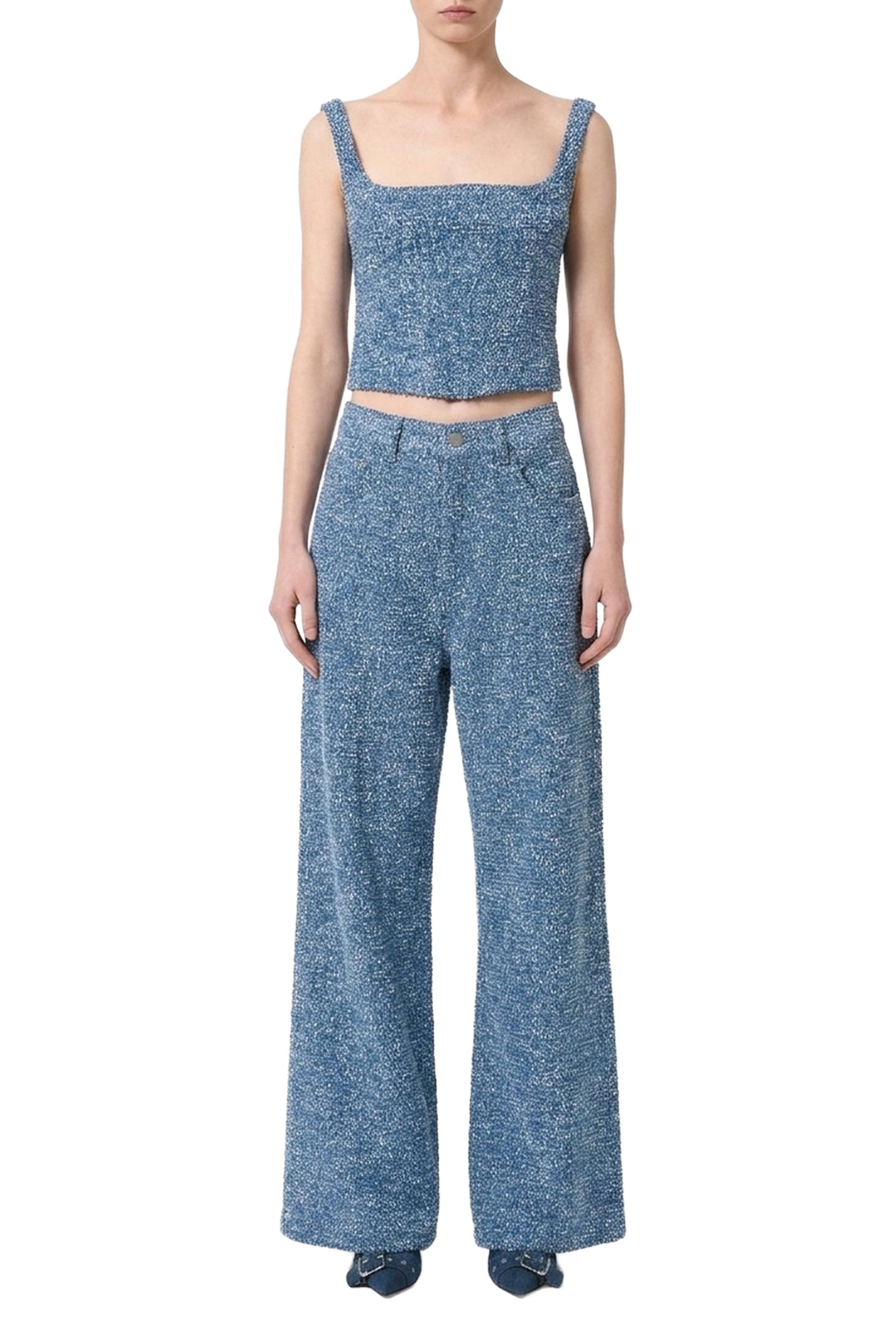 Pantalon large texturé - Sky Blue
