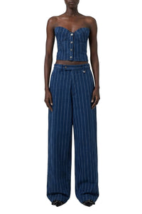 Pantalon large à rayures tennis - Blue