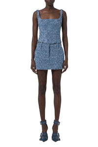 Jupe courte texturée à taille haute - Sky Blue