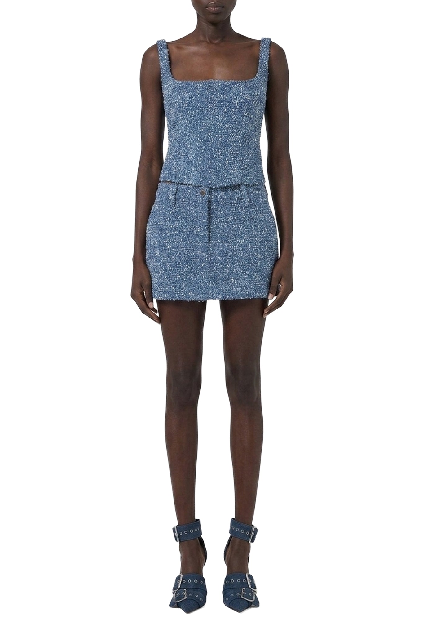 Top texturé à bretelles larges - Sky Blue