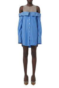 Robe mini débardeur à strass avec chemise oversize - Blue