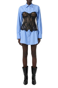 Robe chemise avec bustier lingerie - Sky Blue