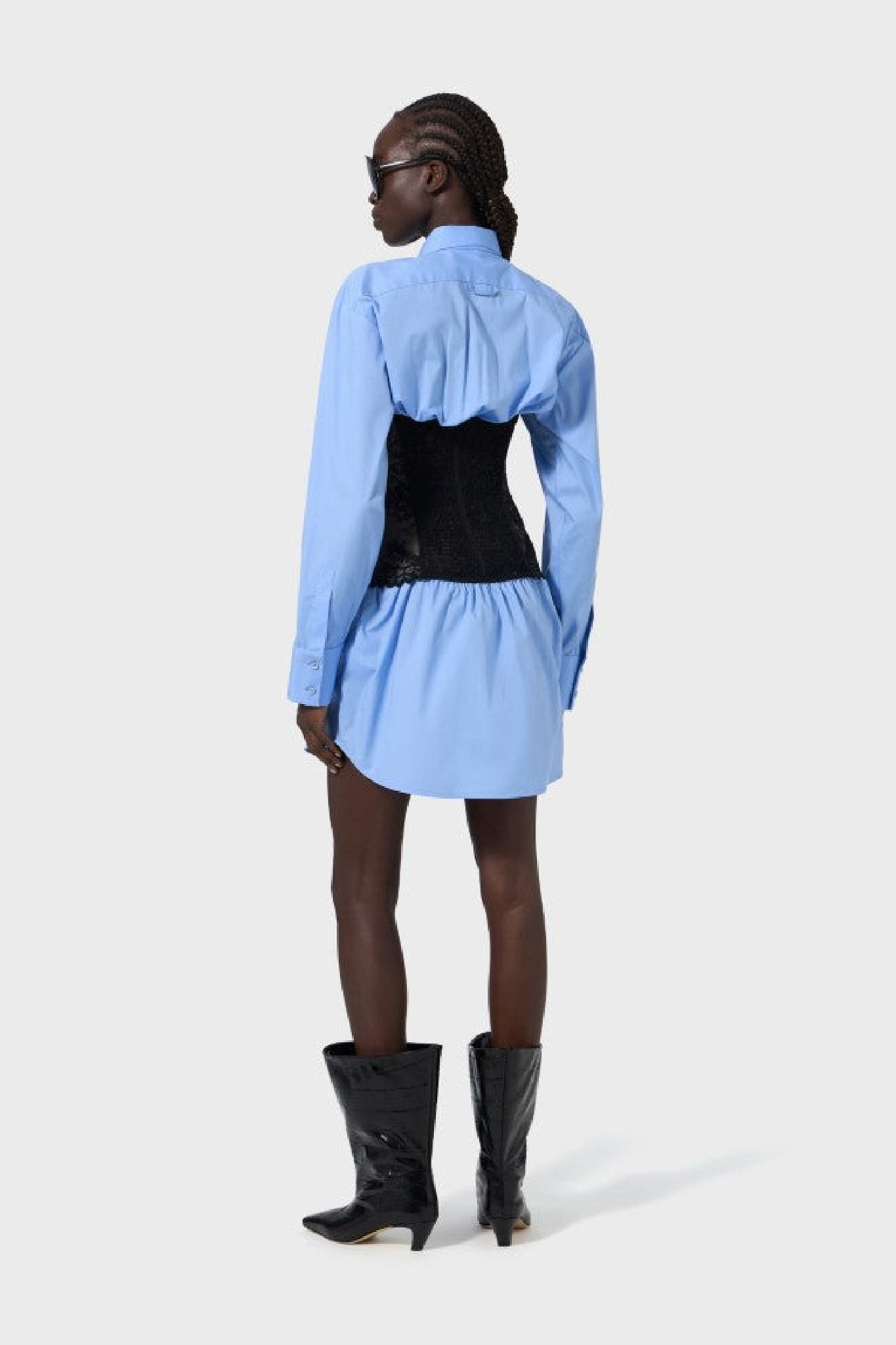 Robe chemise avec bustier lingerie - Sky Blue