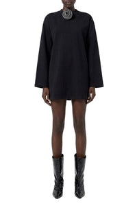 Robe mini à strass à broche florale - Black