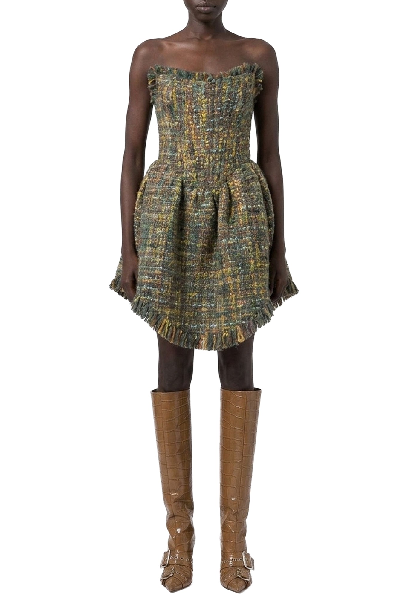 Robe bustier en tweed - Acid Green