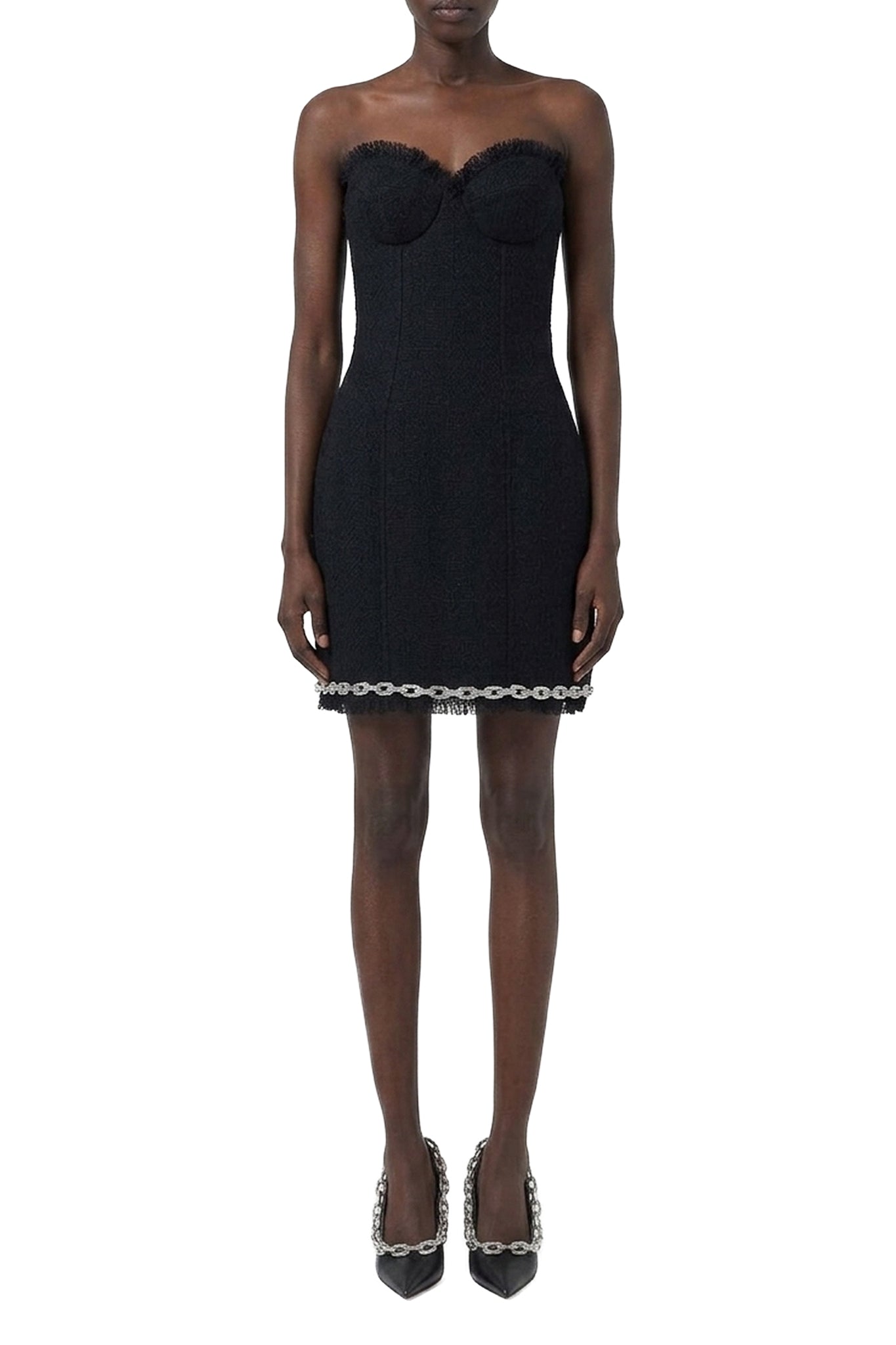 Robe courte bustier à bord chaîne - Black