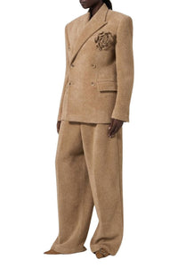 Blazer tailleur à broche florale - Beige