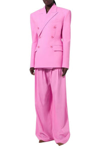 Blazer croisé tailleur en laine - Pink