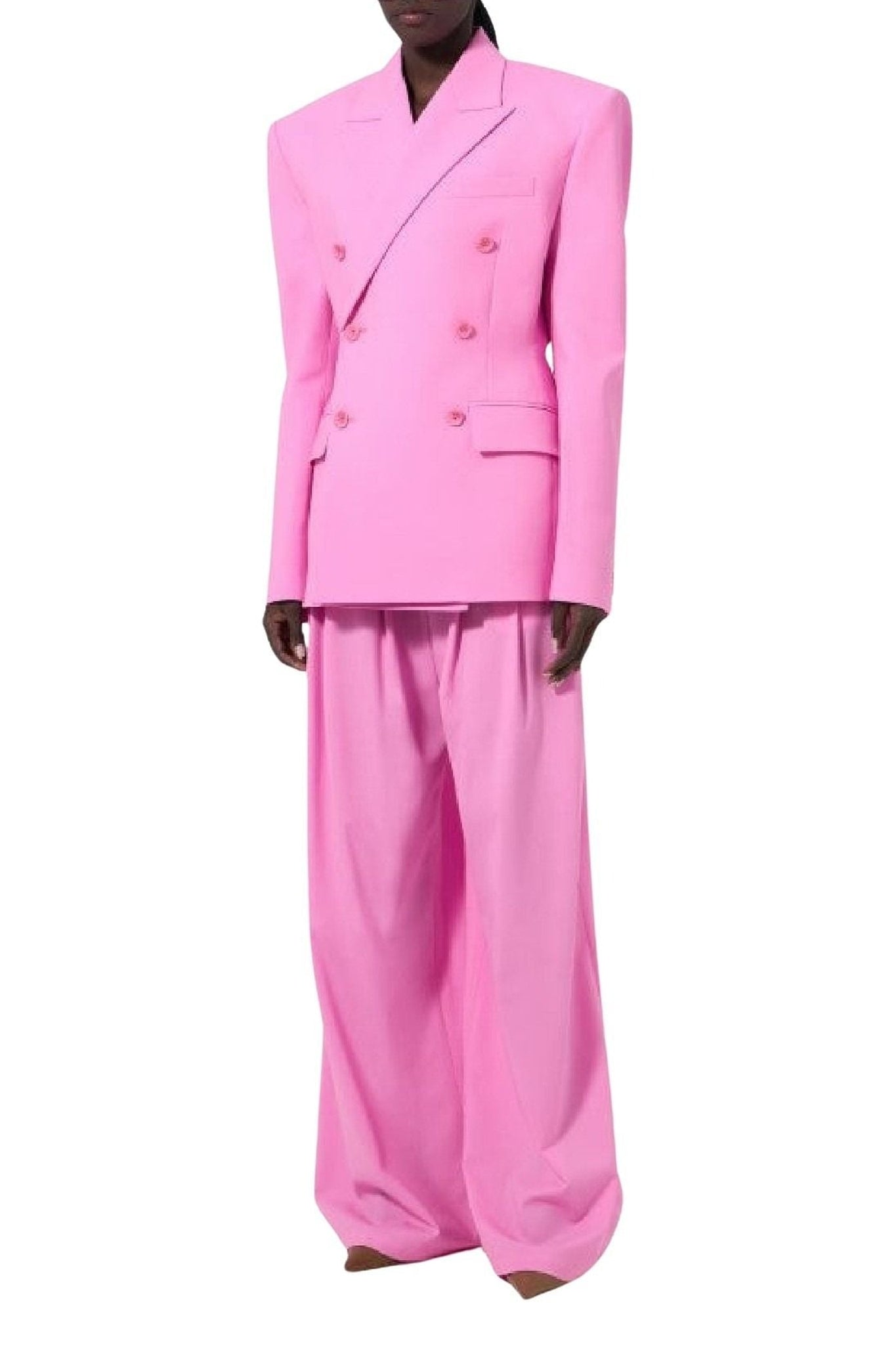 Blazer croisé tailleur en laine - Pink