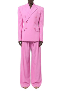 Blazer croisé tailleur en laine - Pink