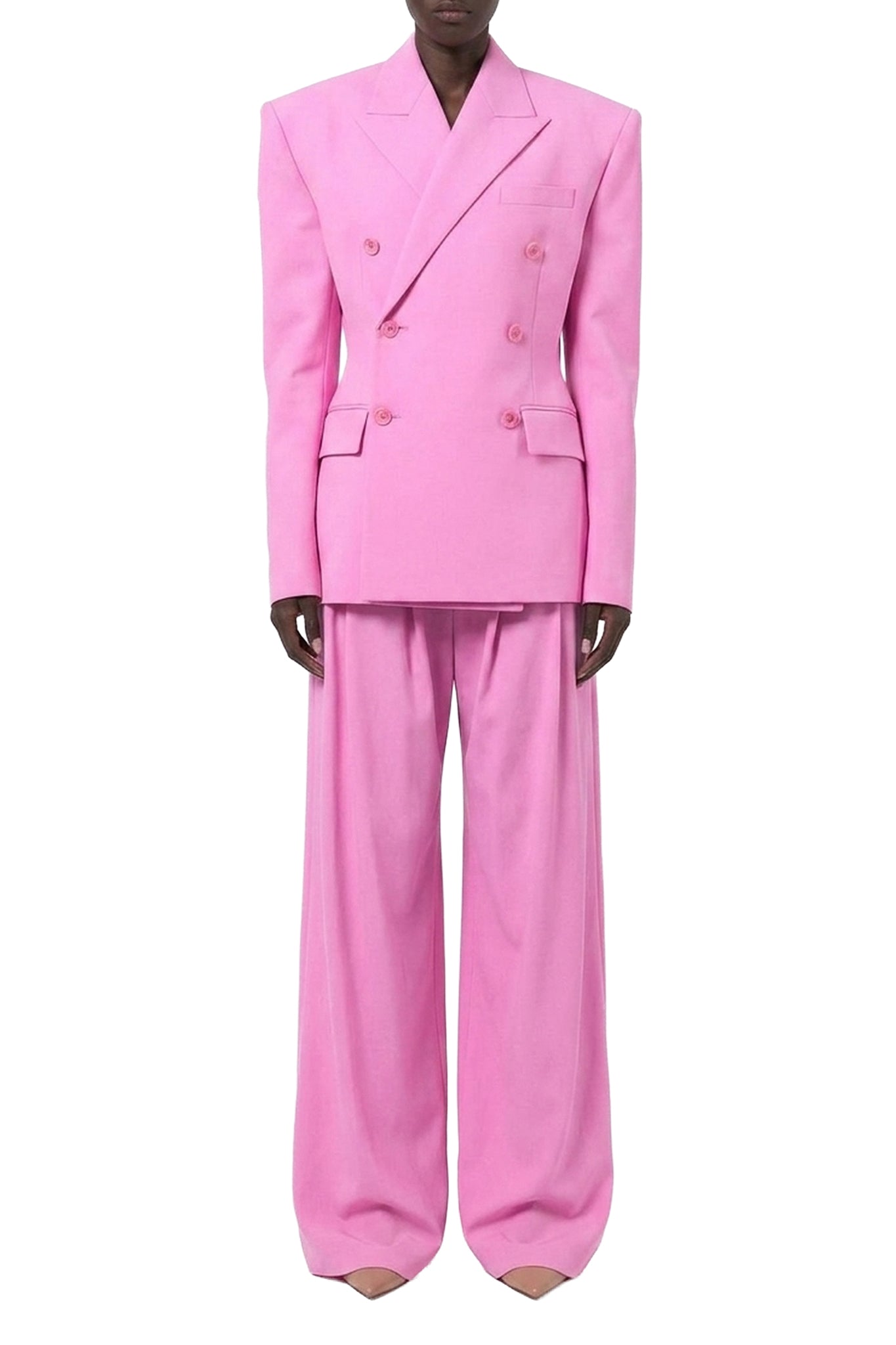 Blazer croisé tailleur en laine - Pink