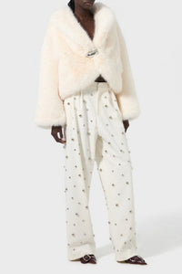Veste courte à broche ovale - White