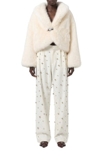 Veste courte à broche ovale - White