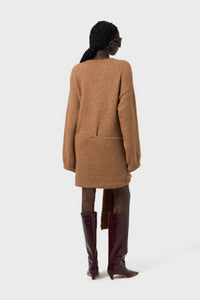 Robe mini à broche ovale en laine - Beige