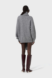 RECOLO GREY /// Robe mini avec écharpe intégrée en laine - Grey