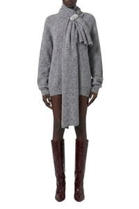 Robe mini avec écharpe intégrée en laine - Grey