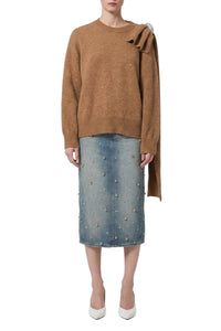 Pull effet drapé en laine - Beige