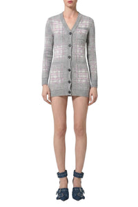 Robe style cardigan long à motifs en laine - Grey